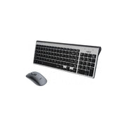 Adj KIT_ Desktop Wireless KW10 Platinum Tastiera Multimediale con Mouse Ergonomico Resistente all'Acqua Silver-Nero