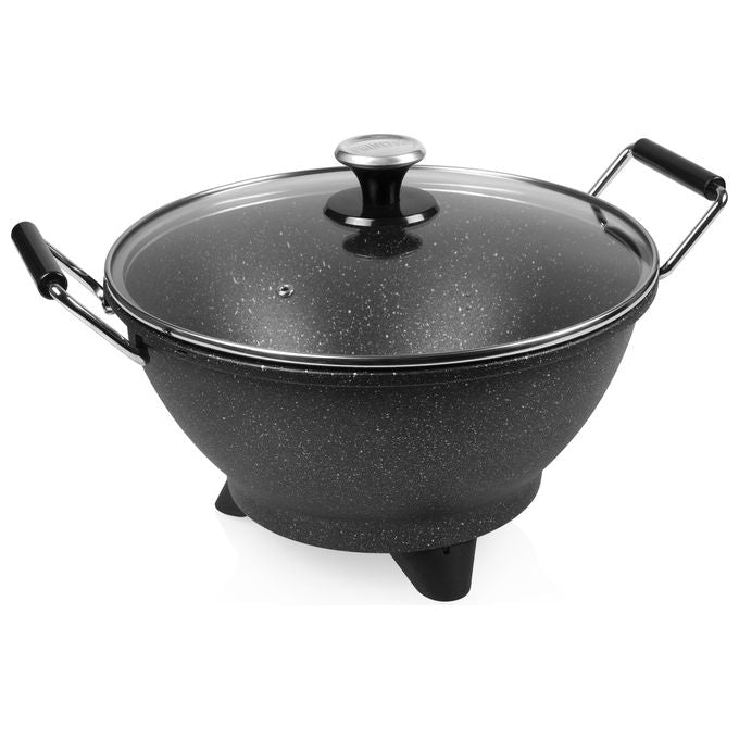 Princess 01.162389.01.001 Wok Elettrico Stir-Fry 7 L 30 cm 1400 W Rivestimento Antiaderente in Marmo Termostato 250°C colore Nero