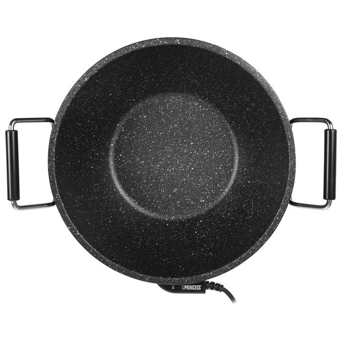 Princess 01.162389.01.001 Wok Elettrico Stir-Fry 7 L 30 cm 1400 W Rivestimento Antiaderente in Marmo Termostato 250°C colore Nero
