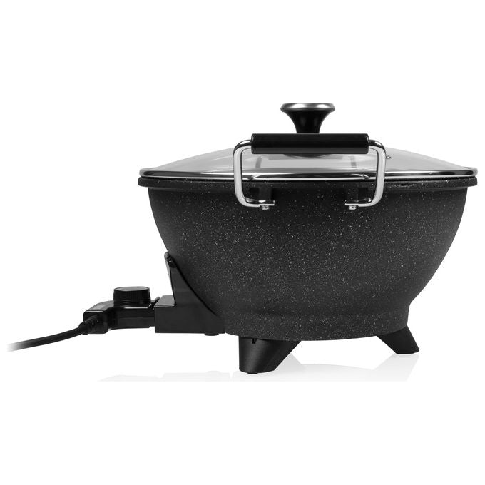 Princess 01.162389.01.001 Wok Elettrico Stir-Fry 7 L 30 cm 1400 W Rivestimento Antiaderente in Marmo Termostato 250°C colore Nero
