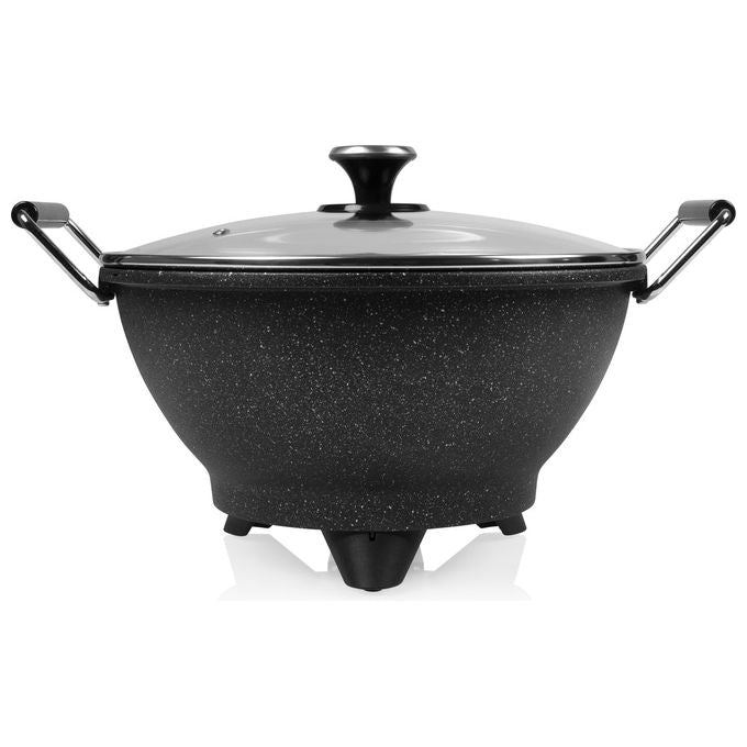 Princess 01.162389.01.001 Wok Elettrico Stir-Fry 7 L 30 cm 1400 W Rivestimento Antiaderente in Marmo Termostato 250°C colore Nero