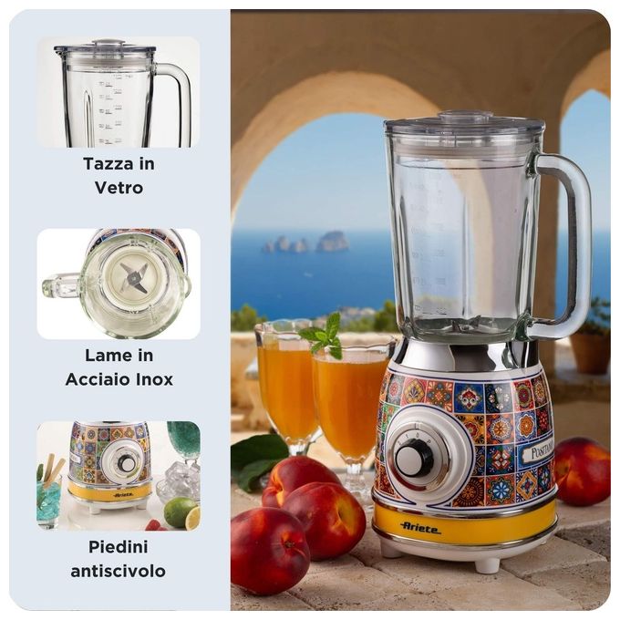 Ariete 583-0P Positano Frullatore Elettrico 1.5 L 1000 W 4 Velocita' Pulse Lame Acciaio Inox Tritaghiaccio colore Giallo