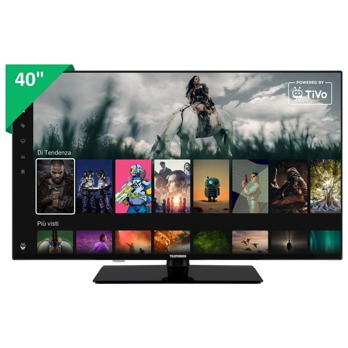 Telefunken TE40750B45I2KT Smart TV 40'' Full HD DLED TiVo DVB-T2 C S2 HDR10 Pro Wi-Fi colore Nero