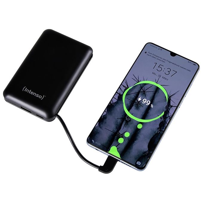 Intenso Powerbank XC10000 Caricabatterie Portatile con Cavo Usb-C Integrato 10000mAh Nero