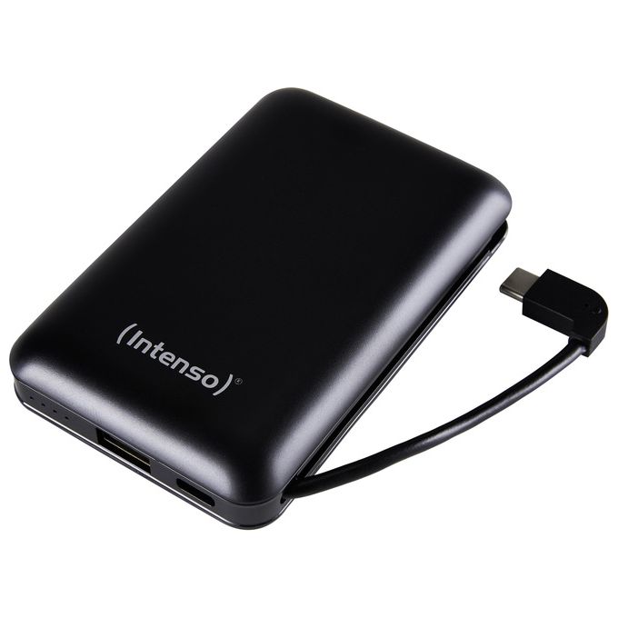 Intenso Powerbank XC10000 Caricabatterie Portatile con Cavo Usb-C Integrato 10000mAh Nero