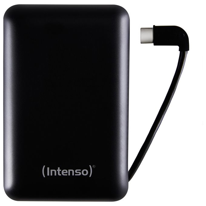 Intenso Powerbank XC10000 Caricabatterie Portatile con Cavo Usb-C Integrato 10000mAh Nero