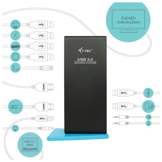 I-tec U3DUALHDMIDOCK Docking Station USB 3.0 USB-C Dual HDMI 6 porte USB Gigabit Ethernet colore Nero