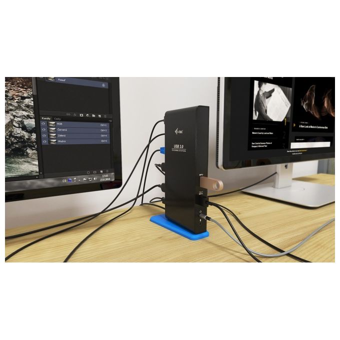 I-tec U3DUALHDMIDOCK Docking Station USB 3.0 USB-C Dual HDMI 6 porte USB Gigabit Ethernet colore Nero
