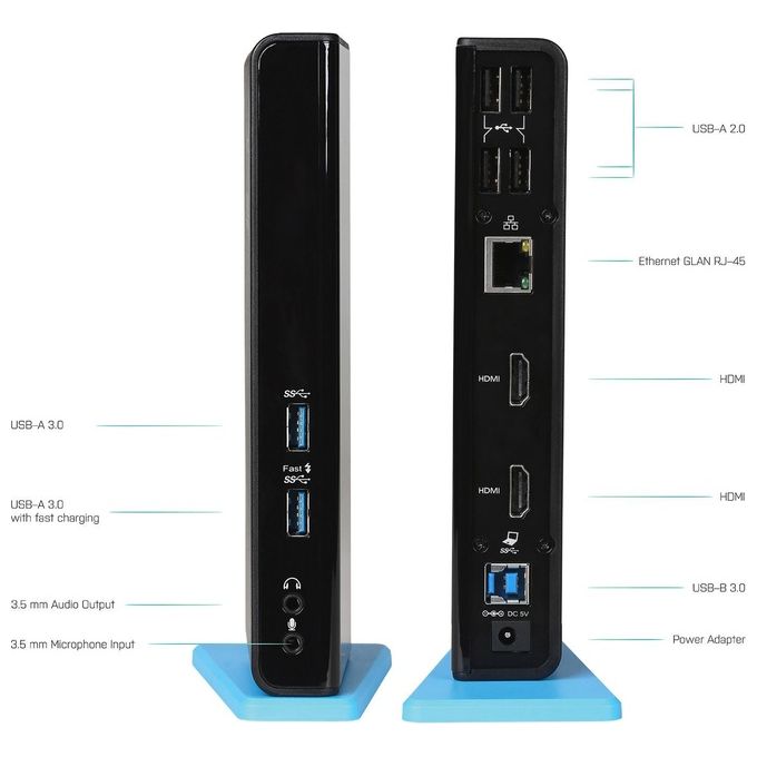I-tec U3DUALHDMIDOCK Docking Station USB 3.0 USB-C Dual HDMI 6 porte USB Gigabit Ethernet colore Nero