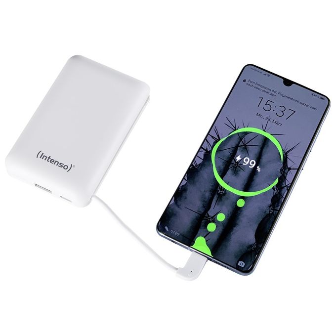 Intenso Powerbank XC10000 Caricabatterie Portatile con Cavo Usb-C Integrato 10000mAh Bianco