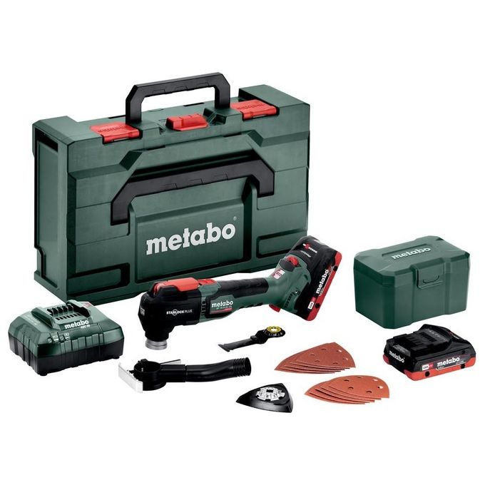 Metabo 6130888800 MT 18 LTX BL QSL Multitool a batteria 18 V 2x4 Ah LiHD con motore brushless e cambio utensili rapido colore Nero Verde Rosso