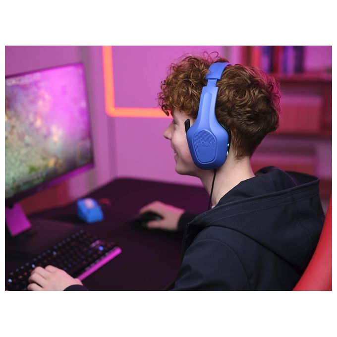 Trust GXT 415B Zirox Cuffie Gaming Over-Ear Cablate Driver 50 mm Microfono Pieghevole Jack 3,5 mm colore Blu