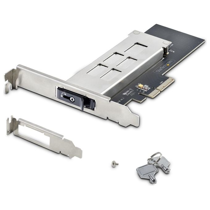StarTech M2-REMOVABLE-PCIE-N1 Mobile Rack per SSD M.2 NVMe a PCIe x4 Installazione Senza Attrezzi Hot Swap Blocco con 2 Chiavi Incluse colore Argento e Nero