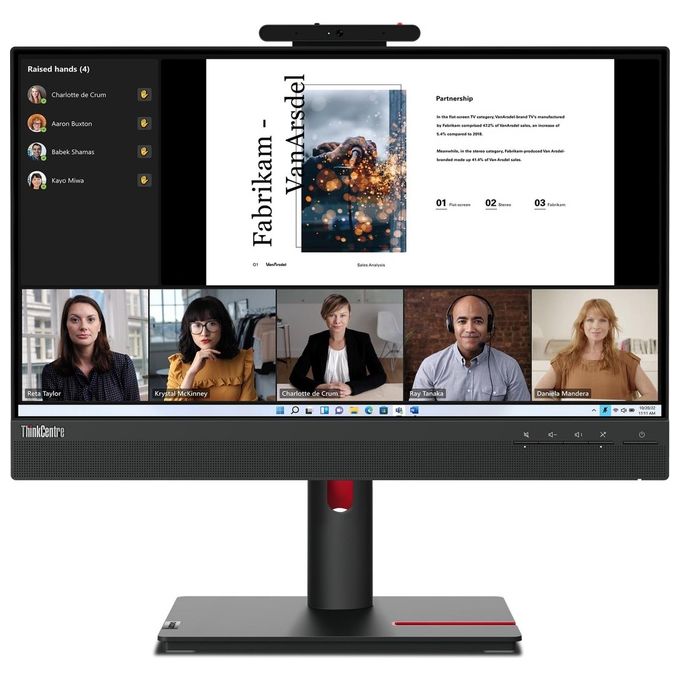 Lenovo 12N8GAT1EU ThinkCentre Tiny-In-One 22 Gen 5 Monitor PC 54,6 cm (21,5'') Full HD IPS LED con Webcam e Hub USB 3.2 colore Nero
