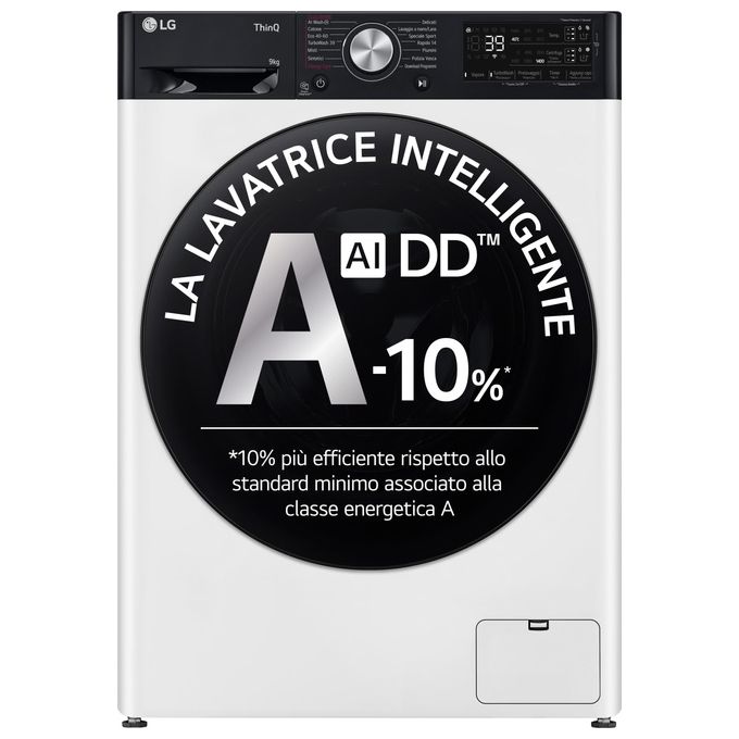 LG F4R7509TSWB Lavatrice 9Kg AI DD Classe Energetica A-10% 1400 Giri TurboWash Autodose