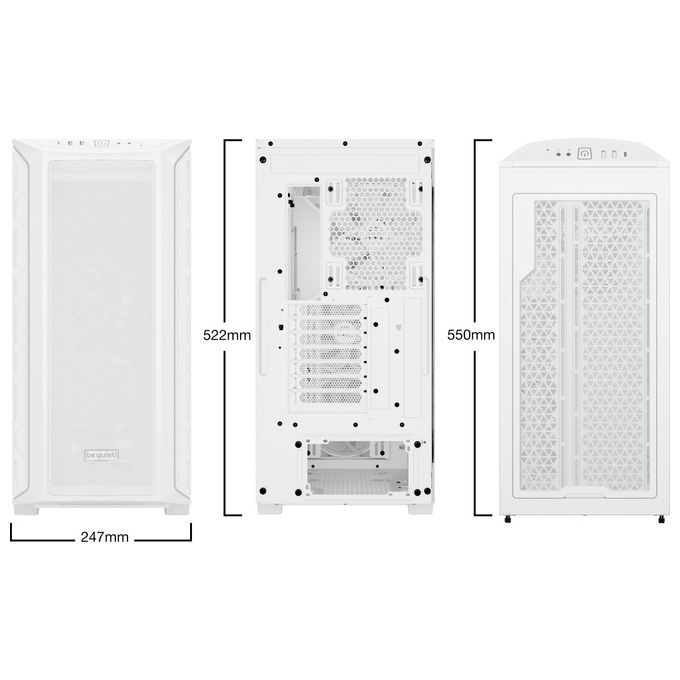 Be quiet! BGW64 Shadow Base 800 FX White Case PC Midi Tower con Illuminazione ARGB e Pannello Laterale in Vetro Temperato colore Bianco