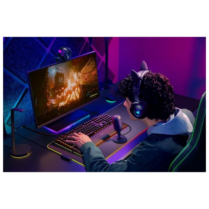 Razer RZ19-05050100-R3M1 Seiren V3 Mini Microfono da Tavolo USB Ultracompatto Capsula 14 mm Supercardioide Tap-to-Mute con LED Supporto Regolabile colore Nero