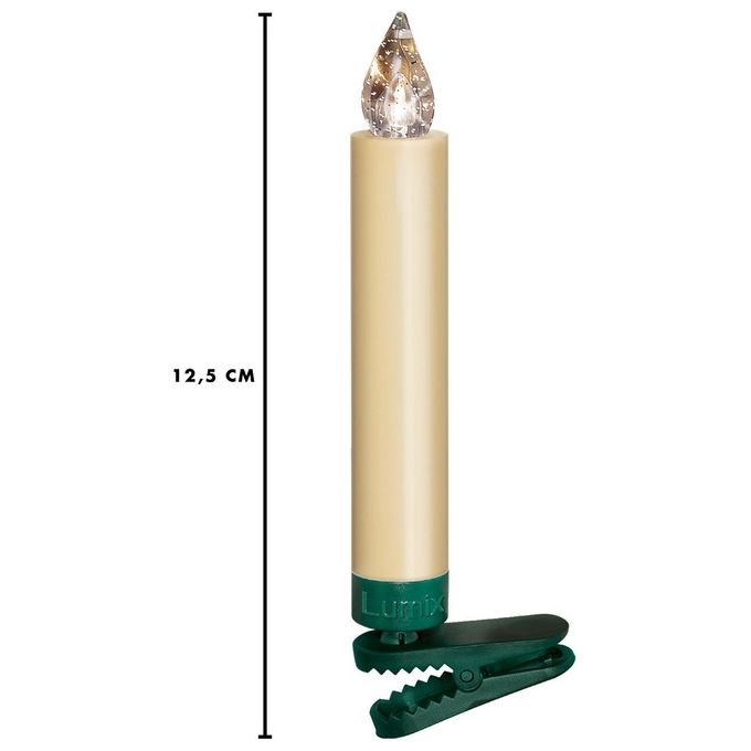 KRINNER 74422 Lumix Superlight Candele LED senza fili per albero di Natale 10 pezzi 5 livelli di luminosita' Telecomando Timer 4H IP44 colore Avorio