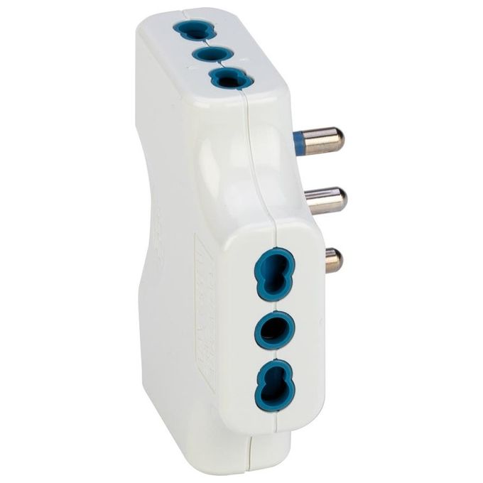 Polypool Adattatore Triplo 16A Bianco Spaziozero con Spina 16A 2p+T e 3 Prese 10-16a