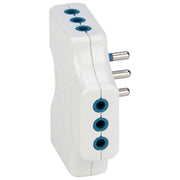 Polypool Adattatore Triplo 10A Bianco Spaziozero con Spina 10A 2p+T e 3 Prese 10a