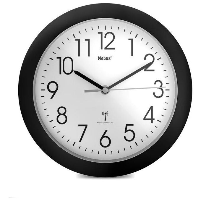 Mebus Orologio da Parete Radiocomandato Nero