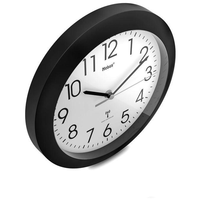 Mebus Orologio da Parete Radiocomandato Nero