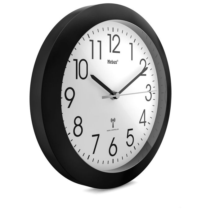 Mebus Orologio da Parete Radiocomandato Nero