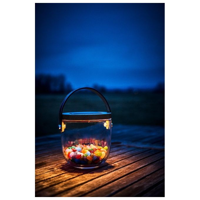 Krinner Lumix Deco Glass Basic Lampada Solare-Lanterna con Porta Usb Vetro 0,16W Trasparente 14,5x15cm