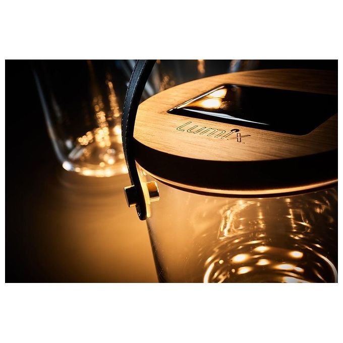 Krinner Lumix Deco Glass Basic Lampada Solare-Lanterna con Porta Usb Vetro 0,16W Trasparente 14,5x15cm