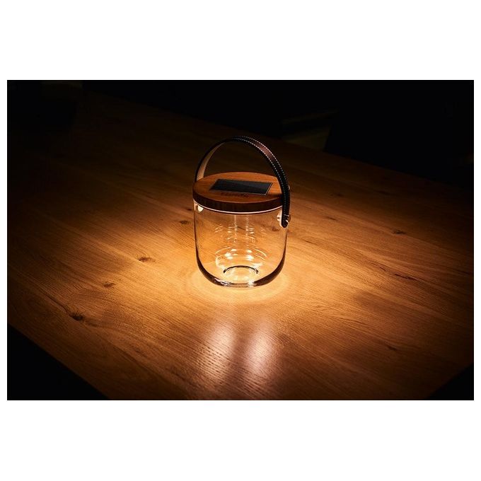 Krinner Lumix Deco Glass Basic Lampada Solare-Lanterna con Porta Usb Vetro 0,16W Trasparente 14,5x15cm