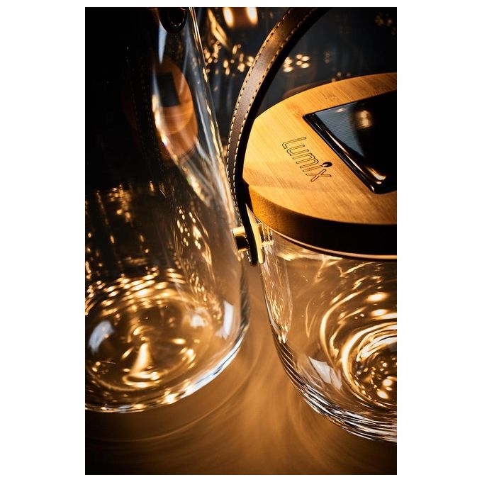 Krinner Lumix Deco Glass Basic Lampada Solare-Lanterna con Porta Usb Vetro 0,16W Trasparente 14,5x15cm