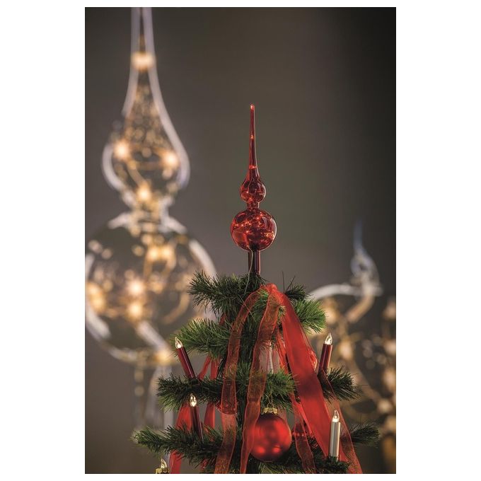 Krinner Lumix Tree Topper Rosso Puntale per Albero di Natale in Vetro Soffiato a Bocca