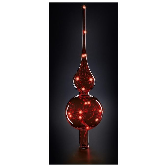 Krinner Lumix Tree Topper Rosso Puntale per Albero di Natale in Vetro Soffiato a Bocca