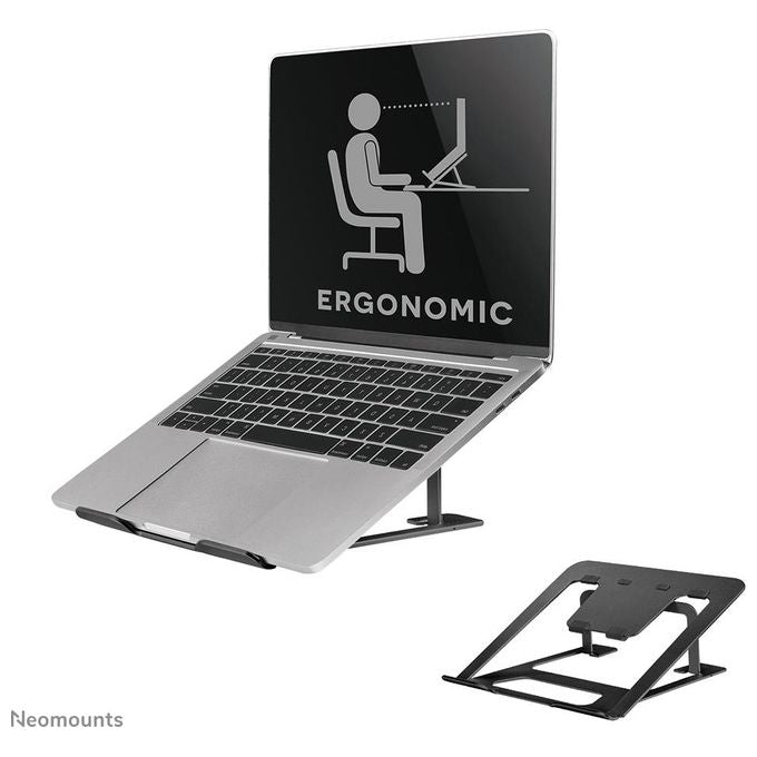 Neomounts NSLS085BLACK Supporto per laptop 10-17 pollici 6 posizioni regolabili in altezza alluminio colore Nero