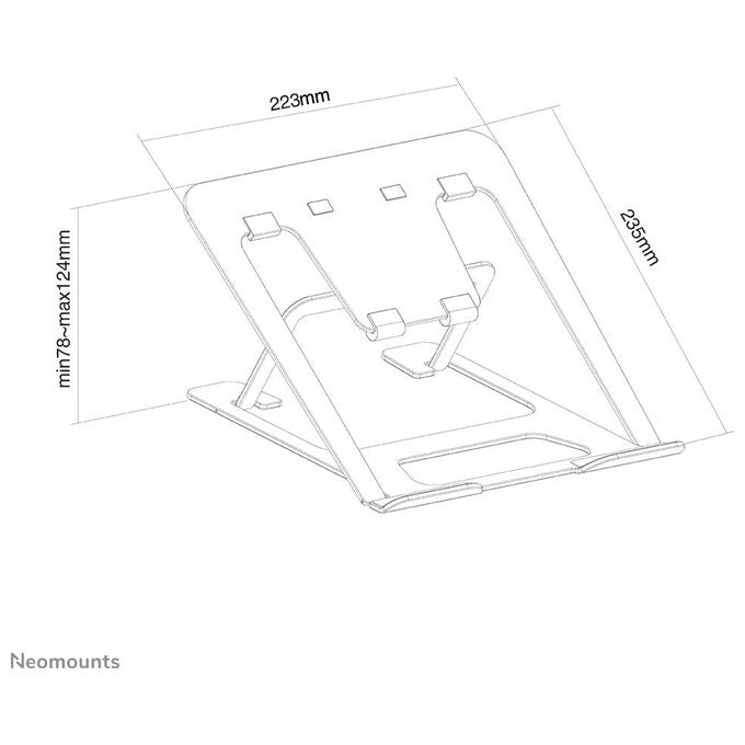 Neomounts NSLS085BLACK Supporto per laptop 10-17 pollici 6 posizioni regolabili in altezza alluminio colore Nero