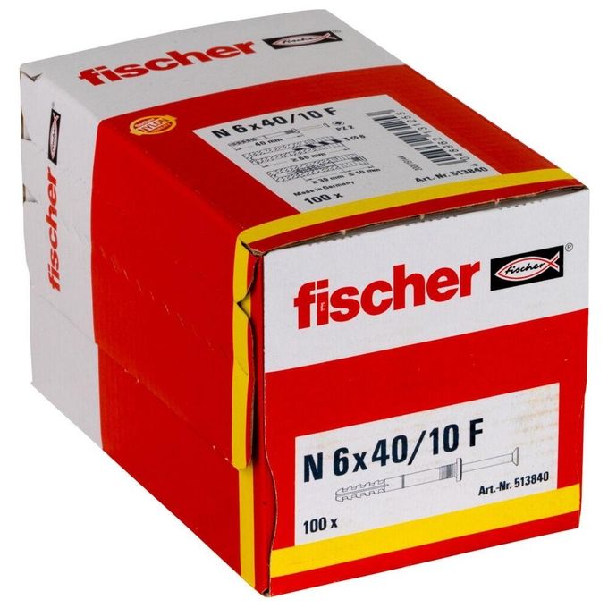 Tassello A Percussione N 6X40-10 F Con Bordo Piatto E Vite (100 Pz.)