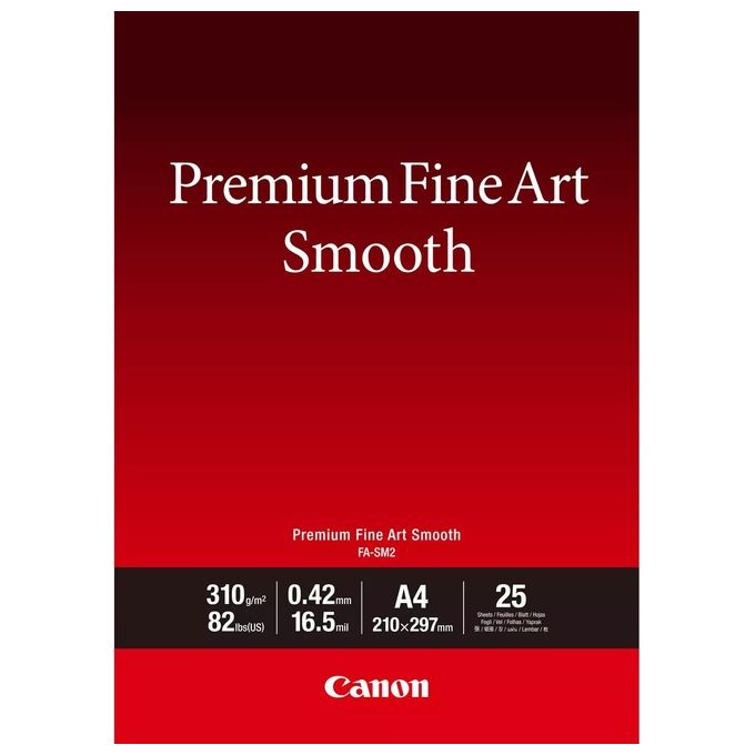 Canon 1711C011 Premium Fine Art FA-SM 2 Carta Fotografica Liscia 310 g-m² A4 25 fogli colore Bianco