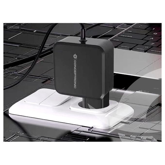 CONCEPTRONIC OZUL05BE Caricatore USB PD 100W con Cavo USB-C Integrato 180 cm colore Nero