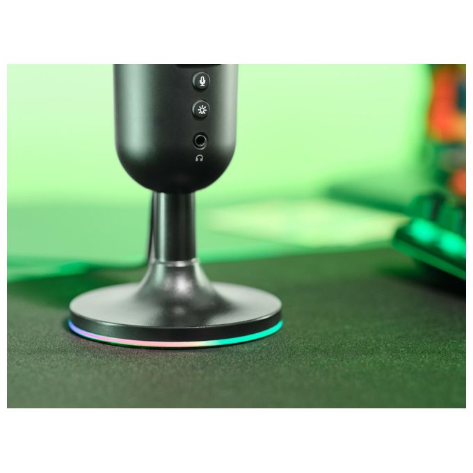Trust 25372 GXT 234P Yunix Microfono da Tavolo USB Condensatore 48 kHz 16 bit con Uscita Cuffie e Muting Pulsante colore Nero