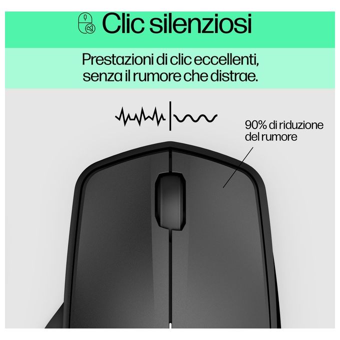 HP 19U64AA 280 Silent Mouse Wireless Ottico RF 2.4 GHz 3 Tasti Autonomia 18 Mesi colore Nero