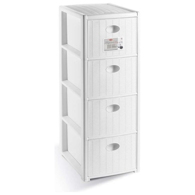Stefanplast Cassettiera 4 Cassetti Slim Elegance Bianco