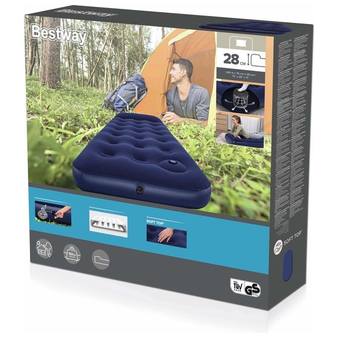Bestway Materasso Gonfiabile Singolo con Pompa Pedale Blu