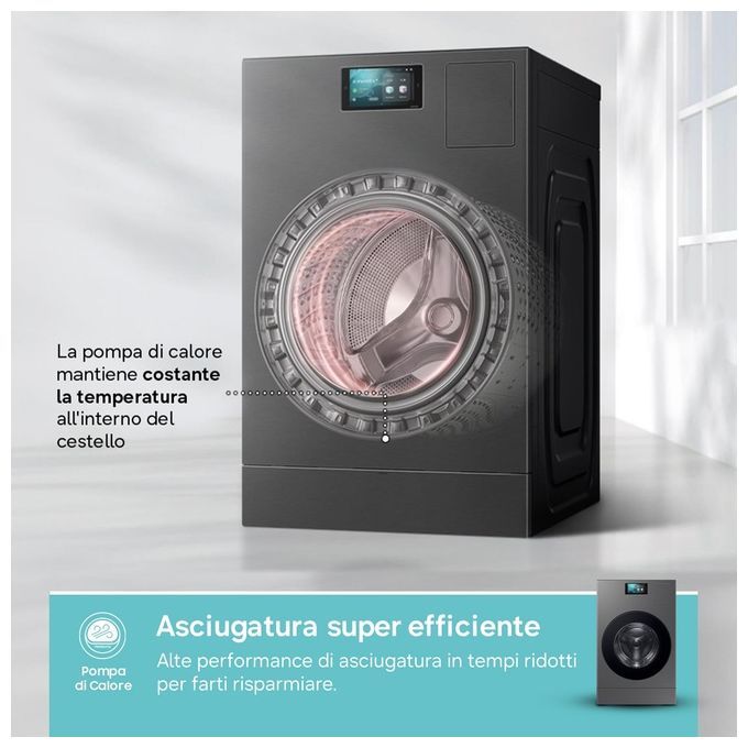 Samsung WD18DB8995BZT2 Bespoke AI Lavasciuga Frontale 18-11 Kg 1000 rpm Classe A Pompa di Calore WiFi (111x68.6x87.5 cm) colore Nero