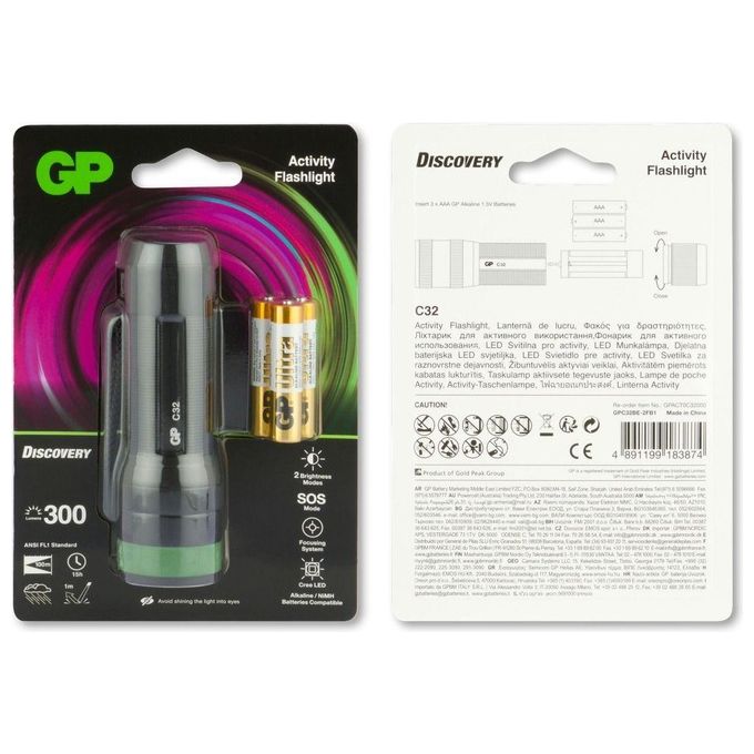GP C32 Torcia 300 Lumen 3xAAA in Alluminio Anodizzato