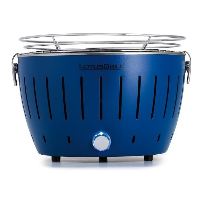 LotusGrill G-TB-280 LotusGrill S Barbecue Elettrico Portatile Diametro 26 cm con Ventola USB e Acciaio Inox colore Blu Scuro
