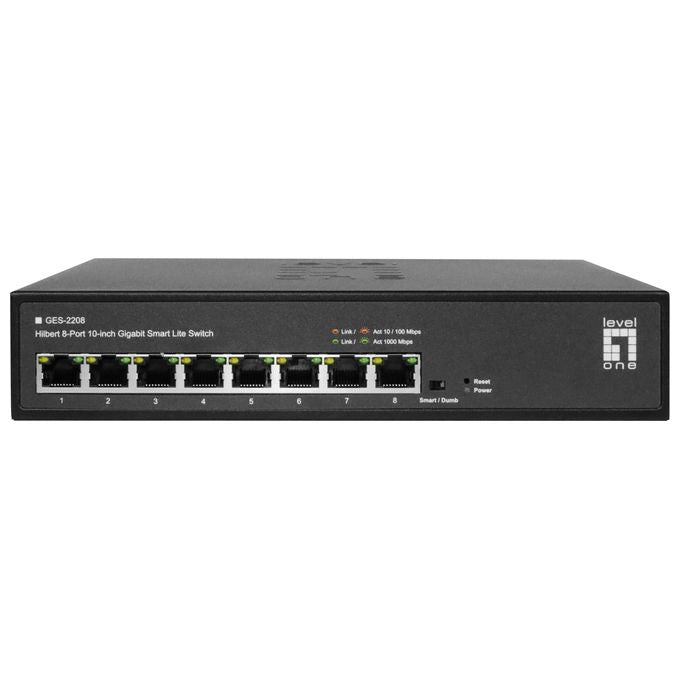 LevelOne GES-2208 Hilbert Switch Gigabit Smart Lite 8 Porte RJ45 10-100-1000 Mbps Rack 10''