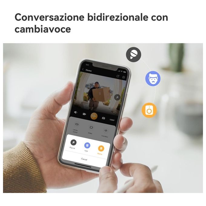 Imou DB-2SP-3T0W-DS2S Doorbell 2S Kit Videocitofono Wi-Fi 2K 3MP Batteria 5000 mAh Visione Notturna IR colore Nero