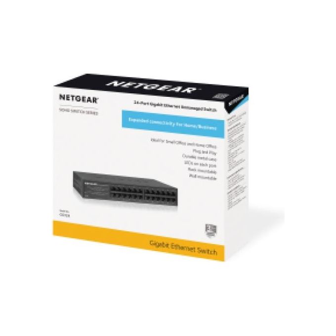 NETGEAR GS324 GS324 Switch Non Gestito 24 Porte Gigabit Ethernet Fanless Nero