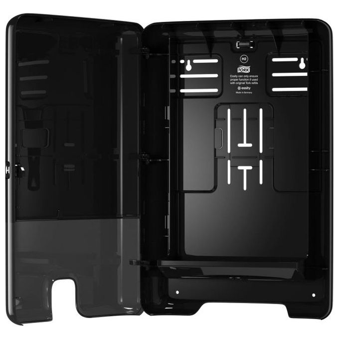 Tork 552008 Elevation Dispenser per asciugamani intercalati a foglio singolo compatibile con sistema H2 colore Nero