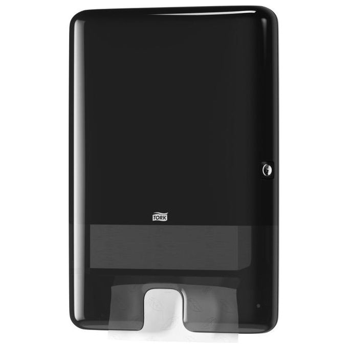 Tork 552008 Elevation Dispenser per asciugamani intercalati a foglio singolo compatibile con sistema H2 colore Nero